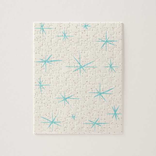 Space Age Turquoise Starbursts Puzzle (Vertical)