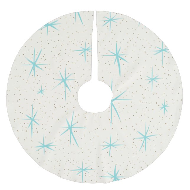 Space Age Turquoise Starbursts Tree Skirt (Front)