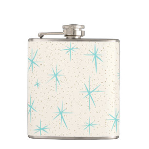 Space Age Turquoise Starbursts Wrapped Flask