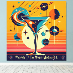 Space Age Welcome To The Atomic Martini Club Canvas Print