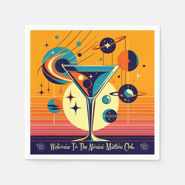 Space Age Welcome To The Atomic Martini Club Napkin (Front)