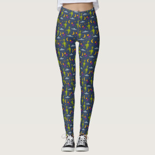 Space Aiens and Flying Saucers Sci-Fi Themed Leggings