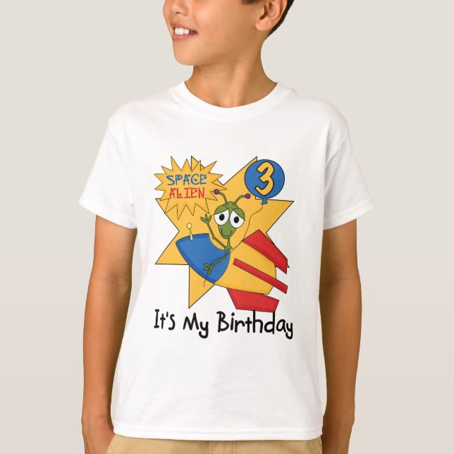 Space Alien 3rd Birthday Tshirts and Gifts (Front)