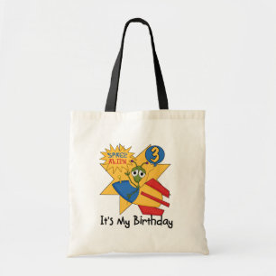 Space Alien 3rd Birthday Tshirts and Gifts Tote Bag