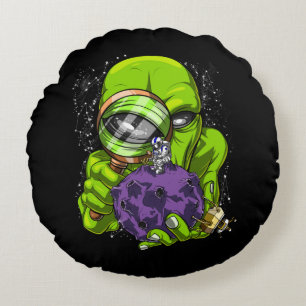 Space Alien Astronaut Abduction UFO Conspiracy Round Pillow
