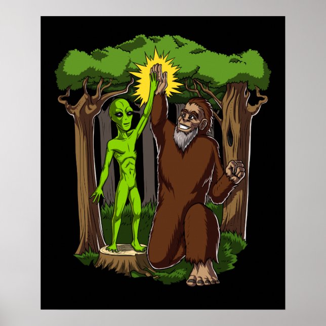 Space Alien Bigfoot Mystery Conspiracy Theory Poster (Front)