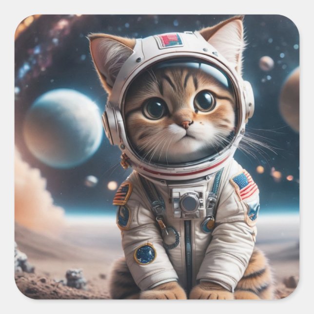 Space Alien Cat Astronaut Sticker (Front)