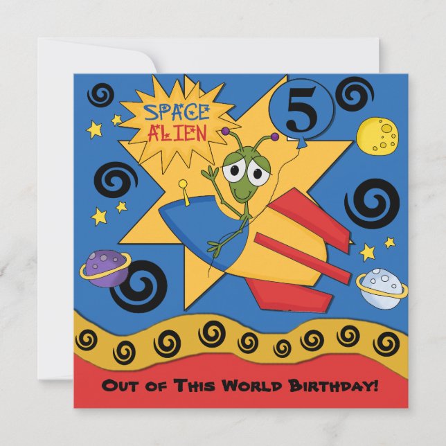 Space Alien Customized  Birthday Invitations (Front)