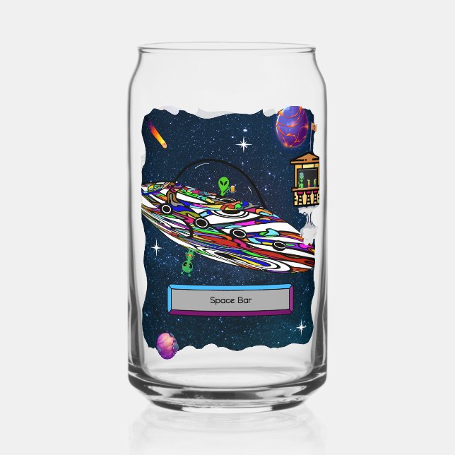 Space alien drink bar ufo can glass (Front)
