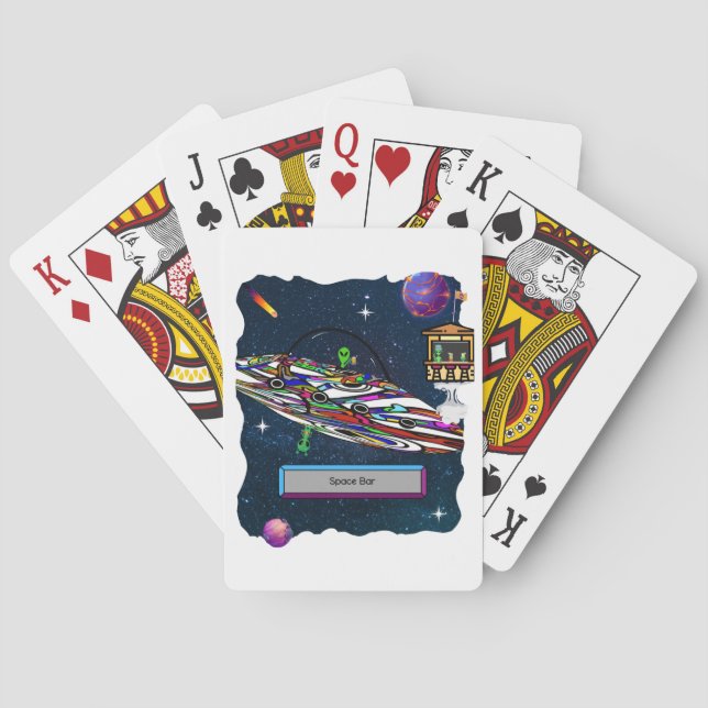 Space alien drink bar ufo playing cards (Back)