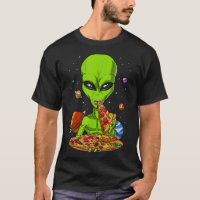 Space Alien Eating Pizza Funny UFO Science Fiction