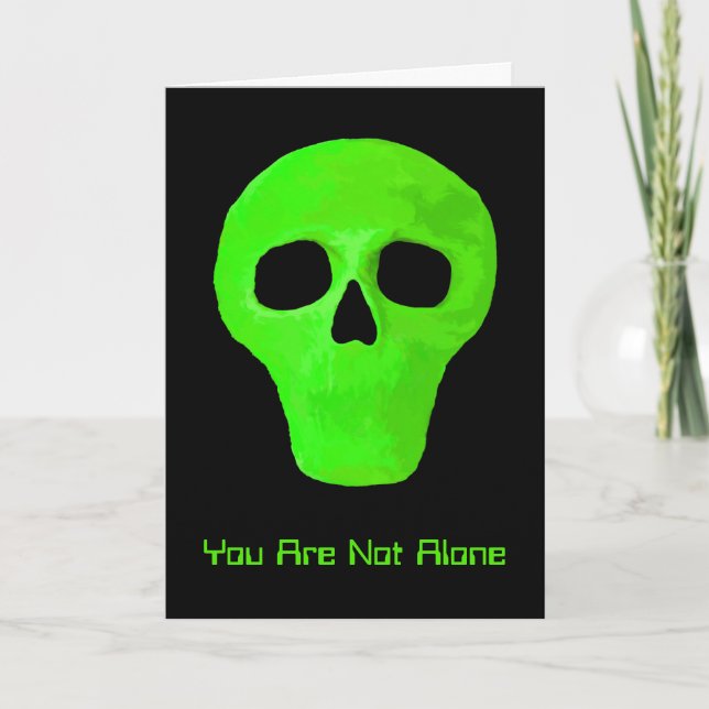 Space Alien Face Funny Green Black UFO Card (Front)