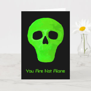 Space Alien Face Funny Green Black UFO Get Well Card