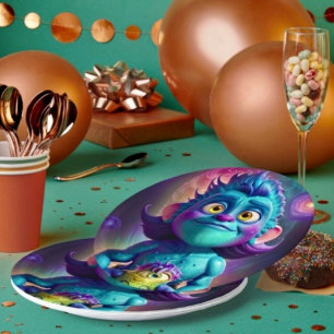 Space Alien & Friend  Paper Plate