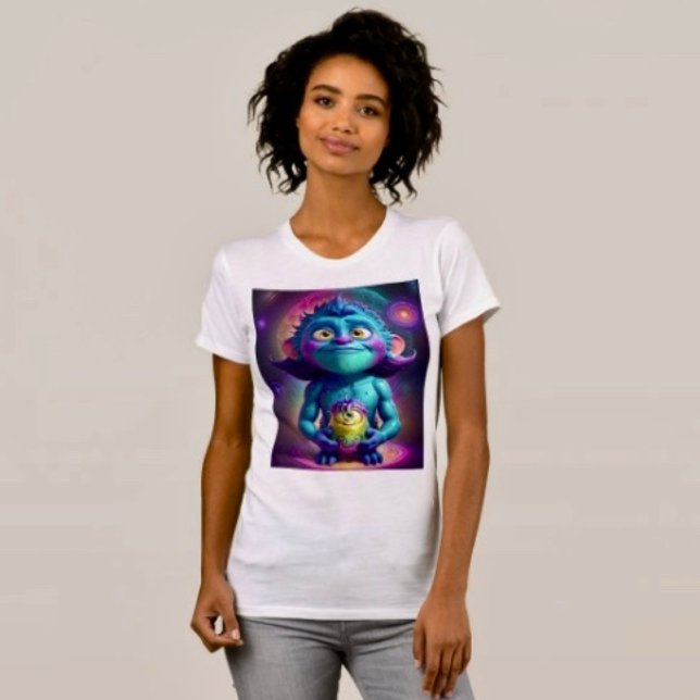 Space Alien & Friend    T-Shirt (Comfy tri-blend women’s tee feminine fit, scoop neck, short sleeves, relaxed fit.  
)