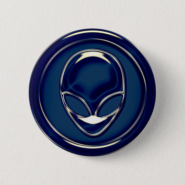 Space Alien Head 2 Inch Round Button (Front)