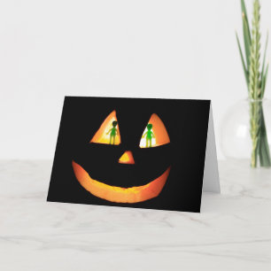 Space Alien Jack-O-Lantern Halloween Card