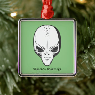 Space Alien Metal Ornament