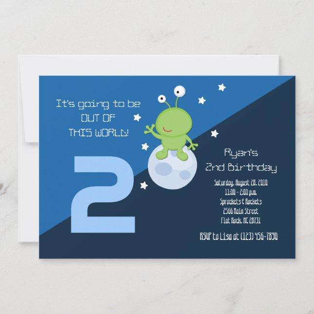 Space Alien Outerspace 5x7 Birthday Invitation (Front)