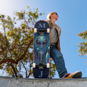Space Alien Personalized Skateboard