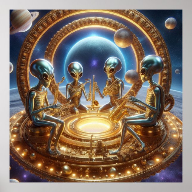 Space Alien Quartet, Trumpet, Sax, Etc Poster (Front)