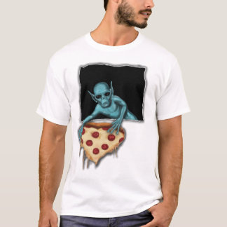 Space Alien Stealing A Slice Of Pizza T-Shirt