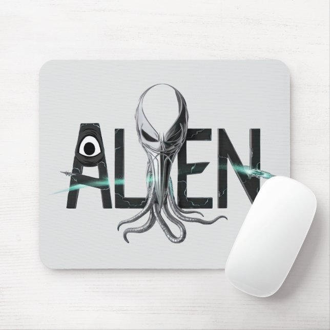 Space Alien Text Mouse Pad (With Mouse)