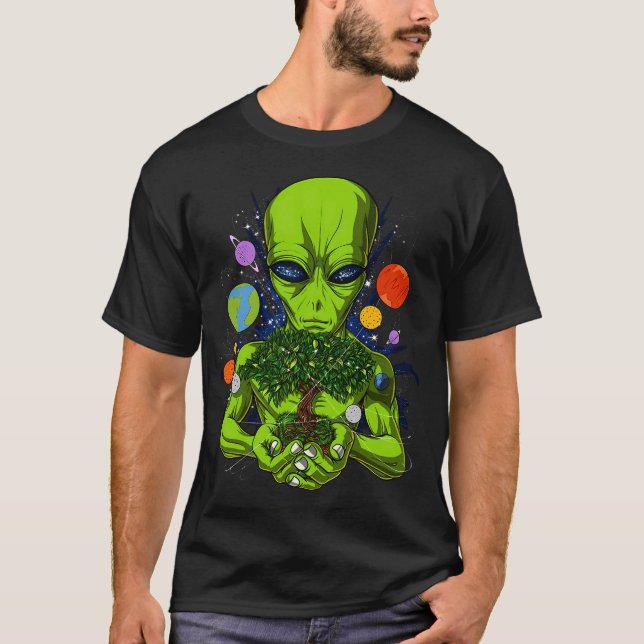 Space Alien Tree Of Life T-Shirt (Front)