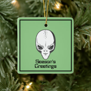 Space Alien UFO Sci Fi Ceramic Ornament