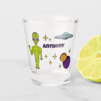 Space Alien with Flying Saucer Personalized