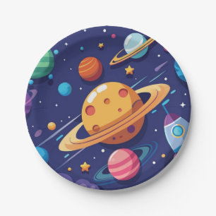 Space and planet theme paper plate
