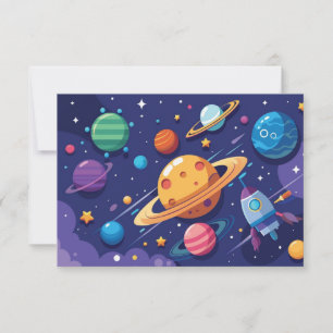 Space and planet theme thank you card