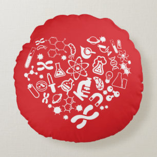 Space And Science Heart Round Pillow