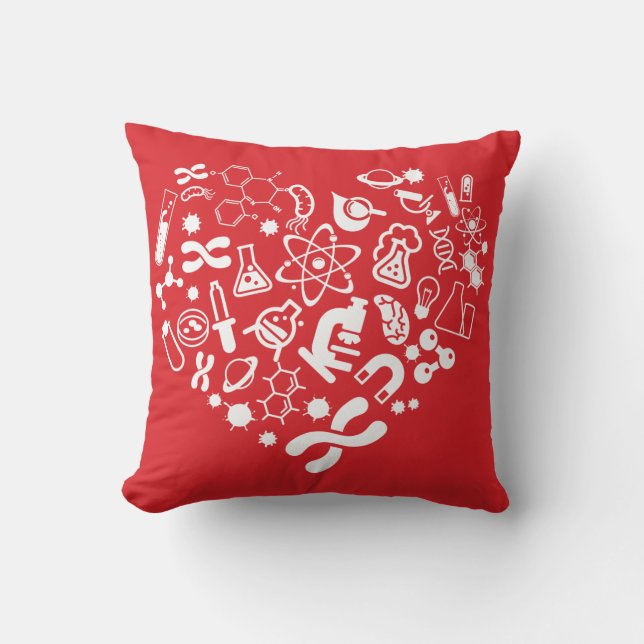 Space And Science Heart Throw Pillow (Front)