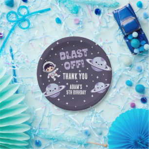 Space Astronaut 5th Birthday Party Kids Galaxy Paper Plate