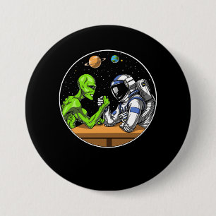 Space Astronaut Alien Arm Wrestling Funny Cosmic 3 Inch Round Button