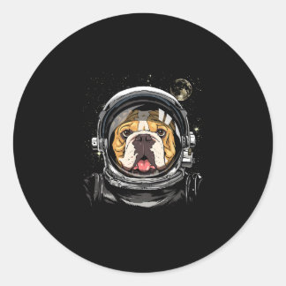 Space Astronaut American Bulldog Galaxy Astronomy  Classic Round Sticker