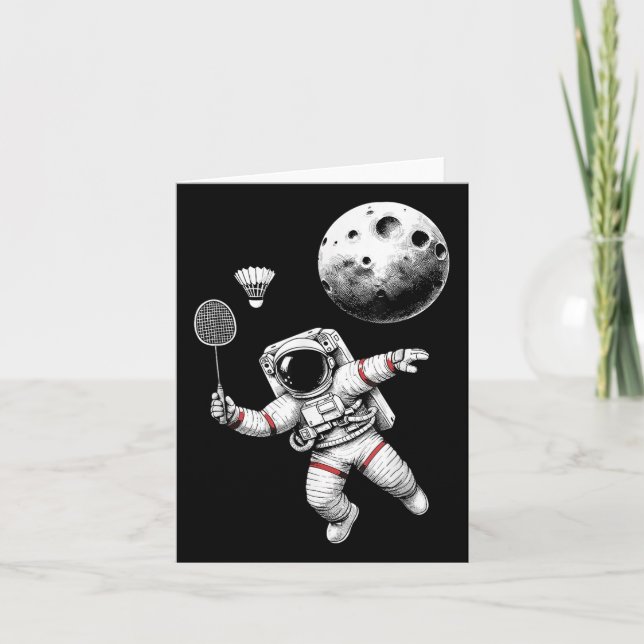 Space Astronaut Badminton Player Shuttle Sport _9  Card (Front)