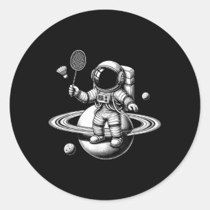 Space Astronaut Badminton Player Shuttle Sport Classic Round Sticker