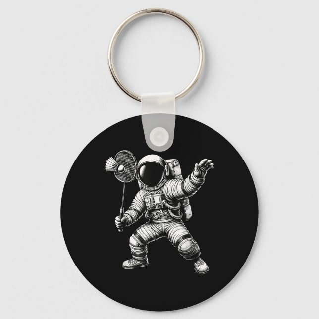 Space Astronaut Badminton Player Shuttle Sport  Keychain (Front)