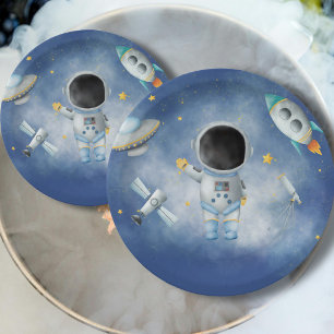 Space Astronaut Boy rockets ufo stars Baby Shower  Paper Plate