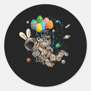 Space Astronaut Bunny Ear Travel Galaxy With Ballo Classic Round Sticker