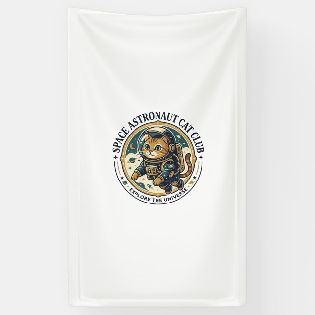 Space Astronaut Cat Cat Dad Gift Idea - Space Astr Banner (Vertical)