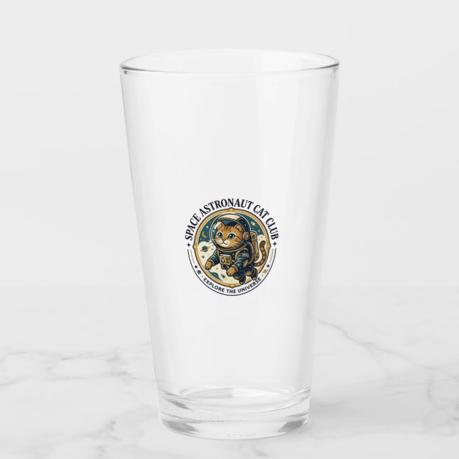Space Astronaut Cat Cat Dad Gift Idea - Space Astr Glass (Front)