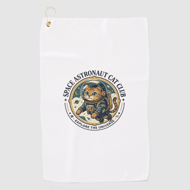 Space Astronaut Cat Cat Dad Gift Idea - Space Astr Golf Towel (Front)