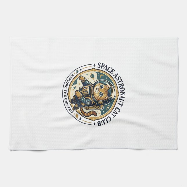 Space Astronaut Cat Cat Dad Gift Idea - Space Astr Kitchen Towel (Horizontal)
