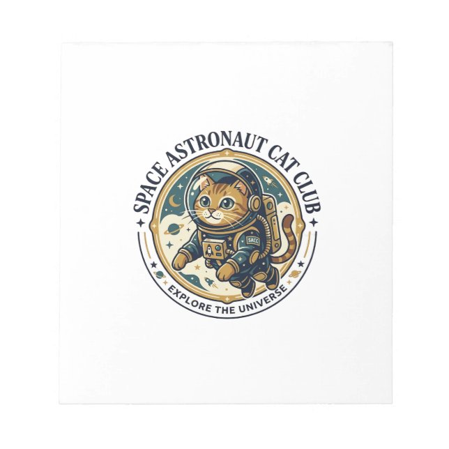Space Astronaut Cat Cat Dad Gift Idea - Space Astr Notepad (Front)