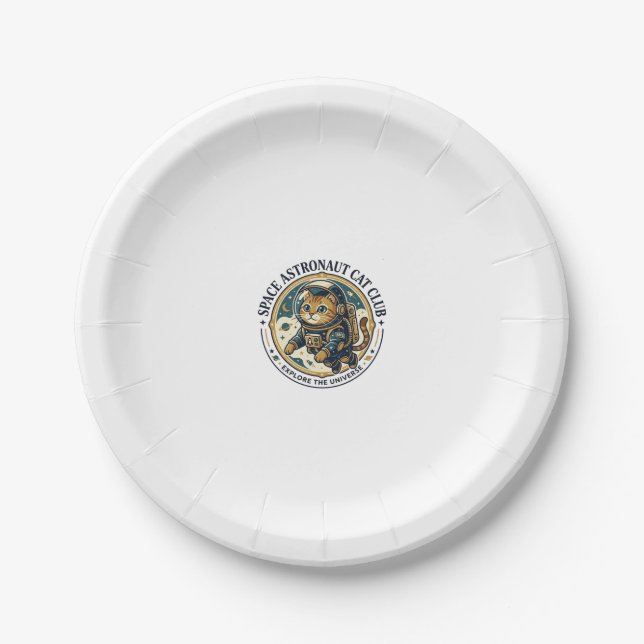 Space Astronaut Cat Cat Dad Gift Idea - Space Astr Paper Plate (Front)