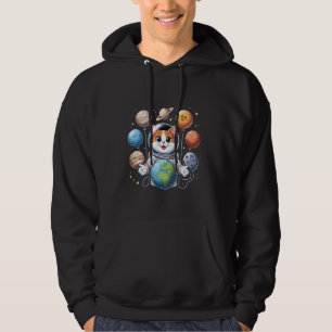 Space Astronaut Cat Solar System Planet Balloons K Hoodie