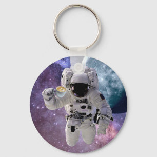 Space, Astronaut, Coffee Lover Keychain